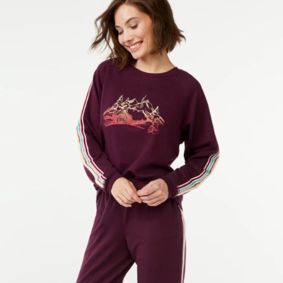 NEW Plus Sz 2X Purple Mountain Cabin Scene 2 Pc Pajama Lounge Set JOYSPUN - Picture 2 of 4